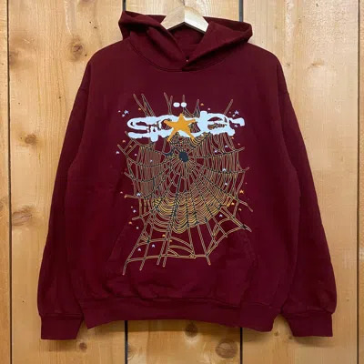 Pre-owned Spider Worldwide X Young Thug 2022 Spider Worldwide Star Web Logo Hoodie Wine New