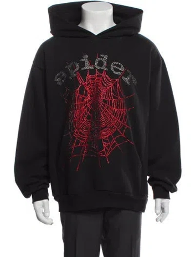 Pre-owned Spider Worldwide X Young Thug Graphic Print Crew Neck Hoodie In Black