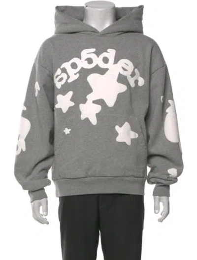 Pre-owned Spider Worldwide X Young Thug Graphic Print Crew Neck Hoodie In Gray