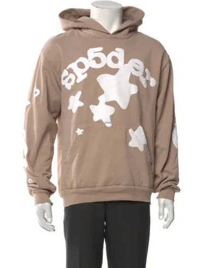 Pre-owned Spider Worldwide X Young Thug Graphic Print Crew Neck Hoodie In Neutral