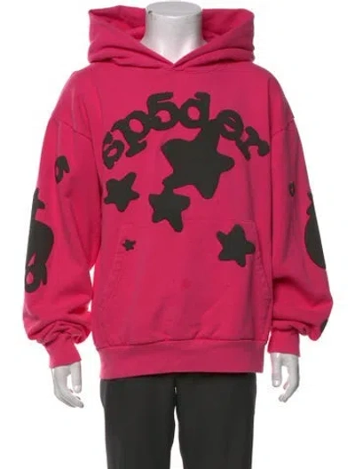 Pre-owned Spider Worldwide X Young Thug Graphic Print Crew Neck Hoodie In Pink