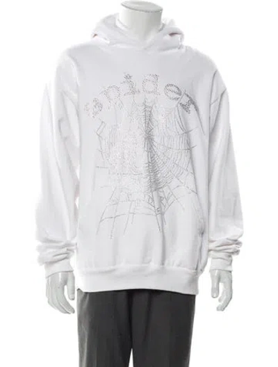 Pre-owned Spider Worldwide X Young Thug Graphic Print Crew Neck Hoodie In White