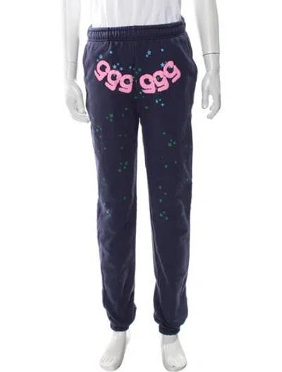 Pre-owned Spider Worldwide X Young Thug Graphic Print Lounge Bottoms In Blue