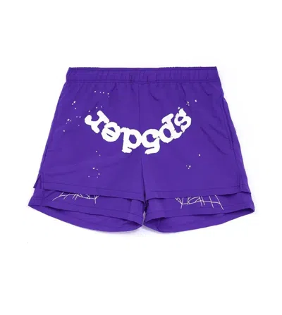 Pre-owned Spider Worldwide X Young Thug Og Web Sp5der Shorts Size Large Purple