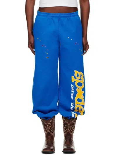 Pre-owned Spider Worldwide X Young Thug Sp5der Web Sweatpants (medium) In Blue