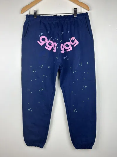 Pre-owned Spider Worldwide X Young Thug Spider Worldwide Angel Number Sweatpants In Navy