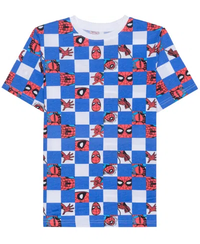 Spider-man Kids' Spiderman Aop Big Boys Short Sleeve Graphic T-shirt In Blue