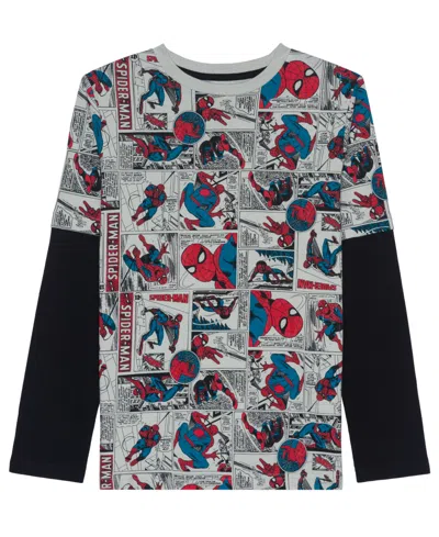 Spider-man Kids' Big Boys Twofer Graphic T-shirt In Grey,black