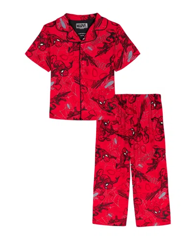 Spider-man Babies' Boys' 2t-4t Short-sleeve Top & Wide-leg Pajama Pants, 2-piece Set In Multi