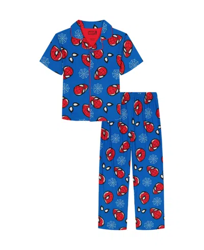 Spider-man Kids' Boys' 4-10 Sketchy Spider Short-sleeve Shirt And Pajama Pants, 2-piece Set In Blue