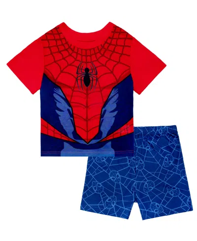 Spider-man Babies' Toddler Boys' 2t-4t Short-sleeve T-shirt & Shorts, 2-piece Set In Blue