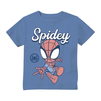 Spider-man Babies' Toddler Boys Crew Neck Sleeveless Spiderman Graphic T-shirt In Blue