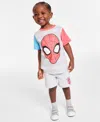 Spider-man Toddler Boys I'm Amazing Short-sleeve T-shirt & Shorts, 2 Piece Set In Grey