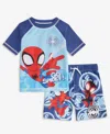 Spider-man Toddler Boys Rash Guard & Swim Trunks Set In Navy