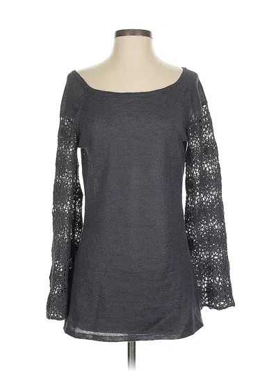 Pre-owned Spiegel Long Sleeve Top Gray Boatneck Tops