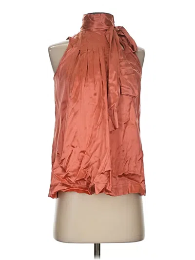 Pre-owned Spiegel Sleeveless Silk Top Orange Halter Neckline Tops