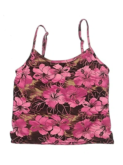 Pre-owned Spiegel Swimsuit Top Brown Floral Pattern Swimwear