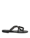 S.piero S. Piero Woman Toe Strap Sandals Black Size 9 Soft Leather In Black