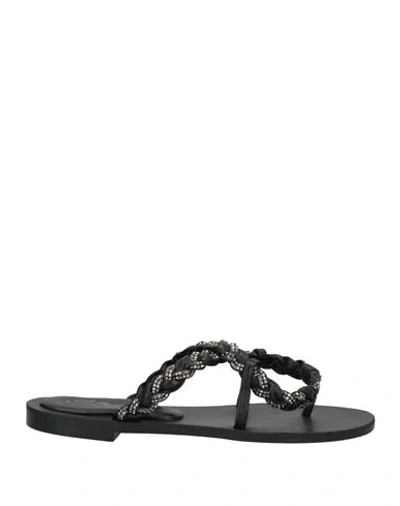 S.piero S. Piero Woman Toe Strap Sandals Black Size 9 Soft Leather