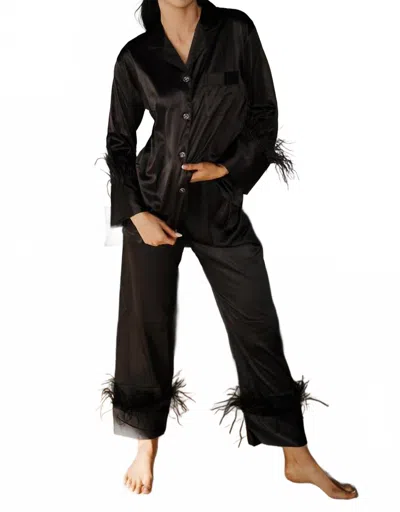Spikes And Seams Feather Pajama Set In Black