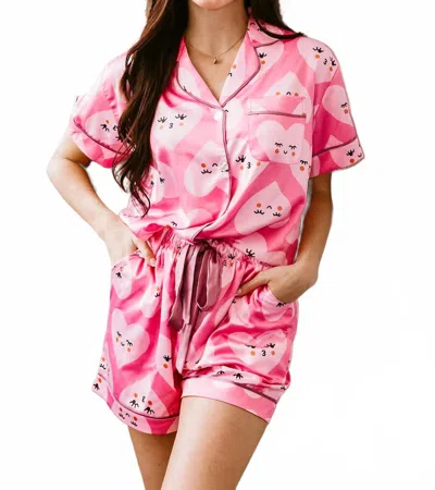 Spikes And Seams Heart Honey Pajamas In Pink