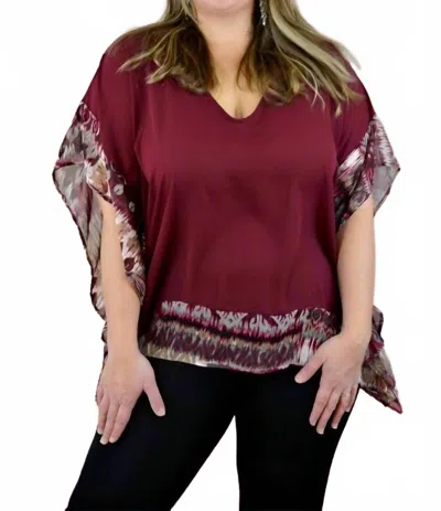 Spin Usa Janette Kimono Blouse - Plus In Wine In Red