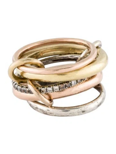 Pre-owned Spinelli Kilcollin 18k Diamond Five Band Stacked Rings In Multi