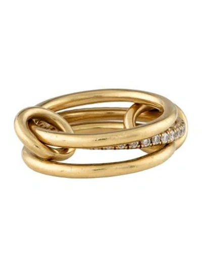 Pre-owned Spinelli Kilcollin 18k Diamond Sonny Three Band Ring In Multicolor