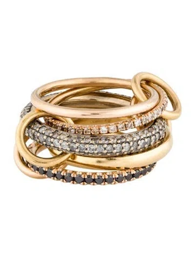 Pre-owned Spinelli Kilcollin 18k Diamond Stacked Rolling Ring In Multi