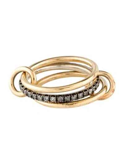 Pre-owned Spinelli Kilcollin 18k Diamond Tigris Gris 3 Band Ring In Multi