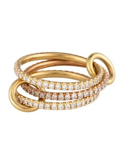 Pre-owned Spinelli Kilcollin 18k Diamond Ursula Three-band Ring In Multi
