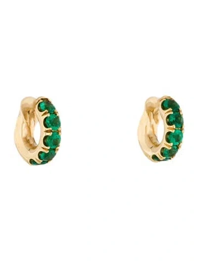 Pre-owned Spinelli Kilcollin 18k Emerald Mini Macro Hoop Earrings In Multi
