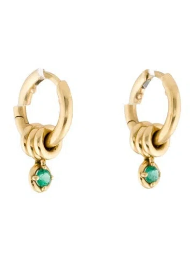 Pre-owned Spinelli Kilcollin 18k Emerald Zahra Hoop Earrings In Multi