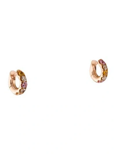 Pre-owned Spinelli Kilcollin 18k Sapphire & Diamond Mini Macro Huggie Earrings In Multi