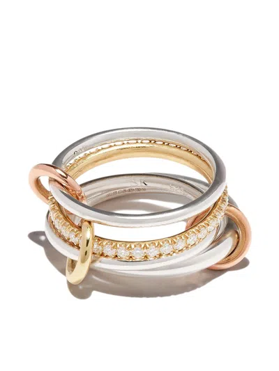 Spinelli Kilcollin 18kt Yellow Gold And Sterling Silver Nimbus Sg 4-linked Diamond Ring