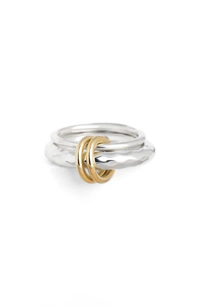 Spinelli Kilcollin Agon Vulcan Stack Ring In Hammered Silver/gold