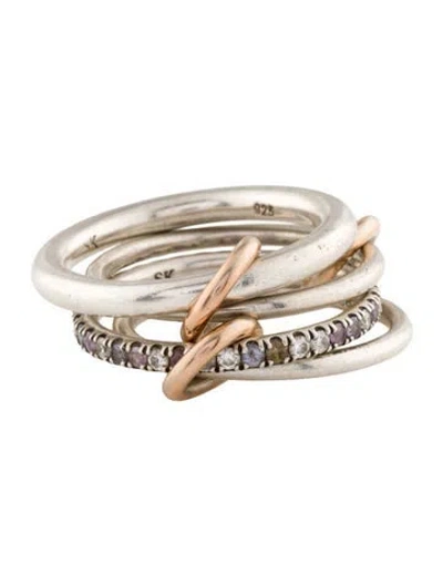 Pre-owned Spinelli Kilcollin Aquamarine , Sapphire & Diamond Two-tone Four Band Stacking Ring In Multi