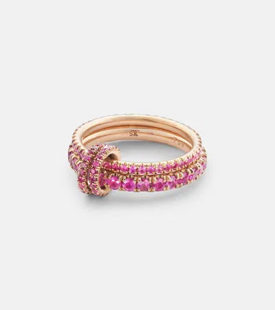 Spinelli Kilcollin Delphinus Rouge Petite Deux 18kt Gold Ring With Sapphires And Rubies In Rose Gold Sapphires