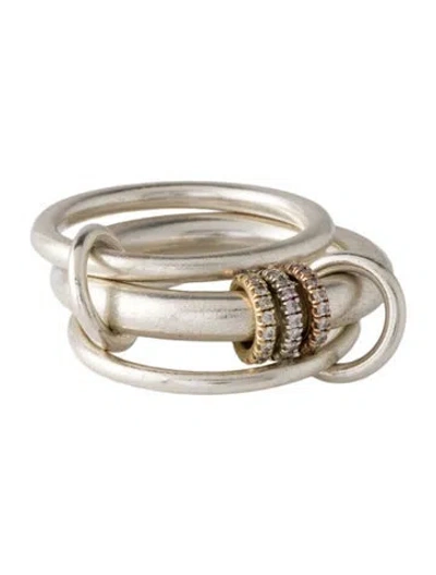 Pre-owned Spinelli Kilcollin Diamond Gemini Sg Pavé Linked Ring In Multicolor