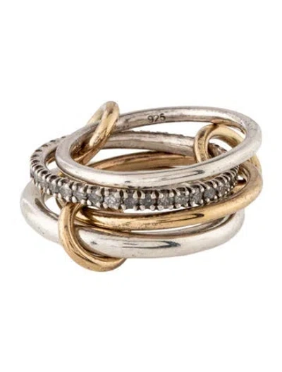 Pre-owned Spinelli Kilcollin Diamond Nimbus Sg Gris Stacking Ring In Multicolor