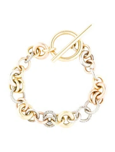 Pre-owned Spinelli Kilcollin Diamond Tri-tone Pavé Toggle Atlantis Bracelet, 6" In Multi