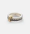 Spinelli Kilcollin Enzo Sg Noir Sterling Silver And 18kt Gold Linked Rings With Black Diamonds In Silver