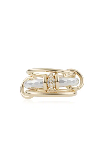Spinelli Kilcollin Gemini 18k Yellow Gold; Sterling Silver Diamond Ring In Gold
