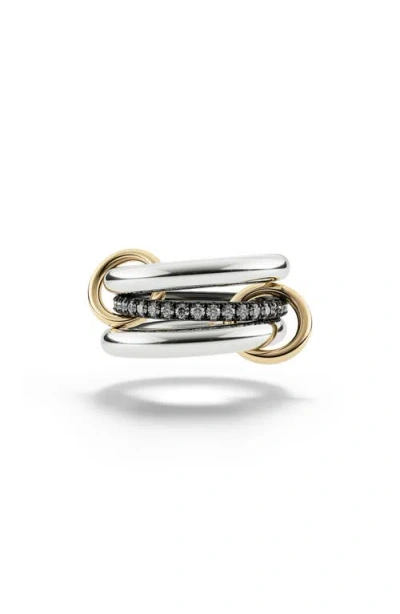 Spinelli Kilcollin Libra Linked Pavé Diamond Rings In Silver/yellow Gold/diamond