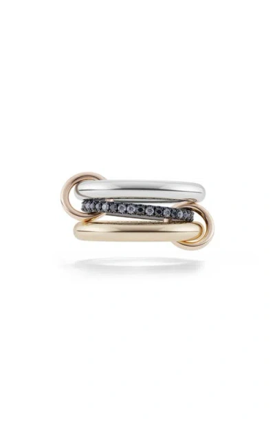 Spinelli Kilcollin Libra Mx Linked Pavé Diamond Rings In Yellow Gold/silver
