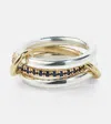 Spinelli Kilcollin Libra Sterling Silver And 18kt Gold Linked Rings With Sapphires In Gold