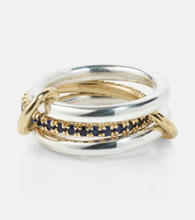 Spinelli Kilcollin Libra Sterling Silver And 18kt Gold Linked Rings With Sapphires