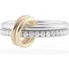 Spinelli Kilcollin Marigold 2-linked Ring In Sterling Silver With Pave Gray Diamonds And Mixed Gold Connectors In Silver/diamond