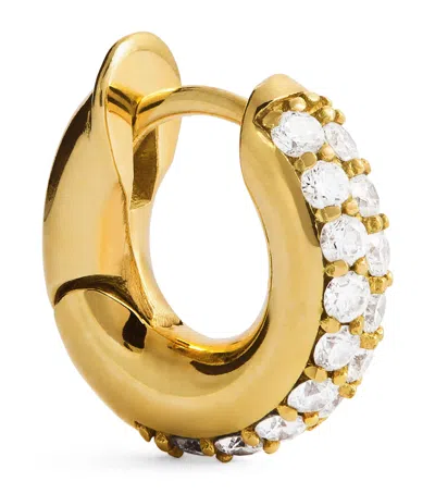 Spinelli Kilcollin Mini Yellow Gold And Diamond Single Hoop Earring