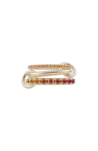 Spinelli Kilcollin Norah Pavé Orange Sapphire Linked Ring In Gold